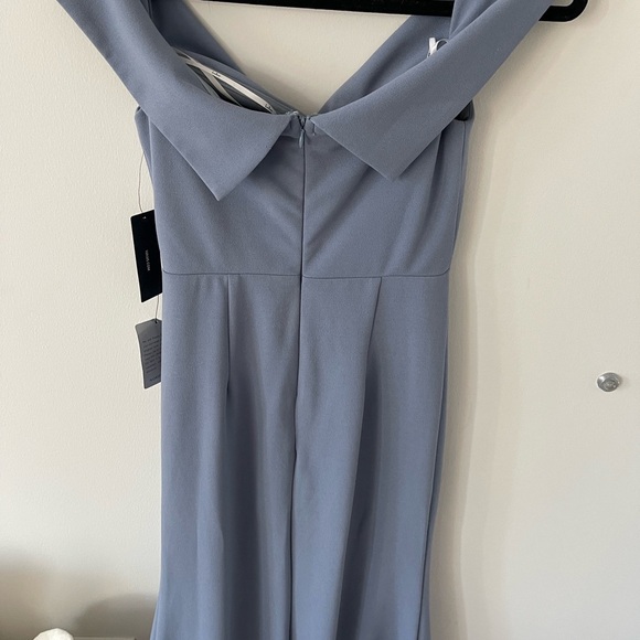 Lulus Song of Love Blue Grey Off-the-Shoulder Maxi Dress - Picture 8 of 8